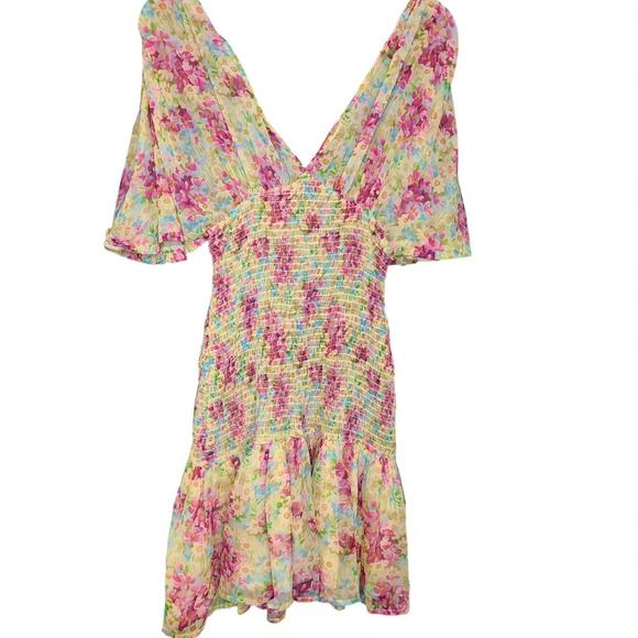byTiMo FLORAL SMOCKED CHIFFON DRESS IN SUMMER FLOWERS Size XS NWT - Picture 7 of 8